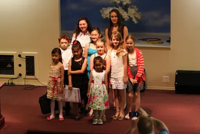 Students gathered together after a studio recital